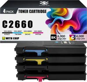 C2660 C2665 Toner Cartridges Compatible for Dell C2660 C2665 67H2T TW3NN V4TG6 2K1VC Toner Cartridge Work for Dell C2660dn C2665dnf Printers C2660 C2665 Toner Cartridges Compatible for Dell C2660 C2665 67H2T TW3NN V4TG6 2K1VC Toner Cartridge Work for Dell C2660dn C2665dnf Printers