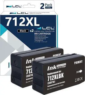 LCL 712XL Black 80ML High Yield Ink Cartridge Replacement for HP 712 712XL 3ED70A 3ED71A for HP DesignJet T650 T630 T250 T230 T210 Printer (2-Pack) LCL 712XL Black 80ML High Yield Ink Cartridge Replacement for HP 712 712XL 3ED70A 3ED71A for HP DesignJet T650 T630 T250 T230 T210 Printer (2-Pack)