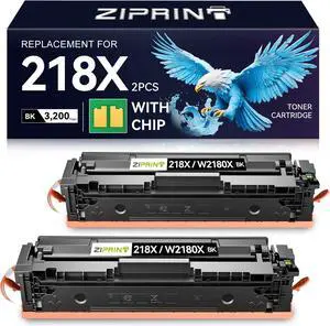 ZIPRINT 218X Black Toner Cartridge 2 Pack with Chip W2180X 3301fdw 3201dw ZIPRINT 218X Black Toner Cartridge 2 Pack with Chip W2180X 3301fdw 3201dw