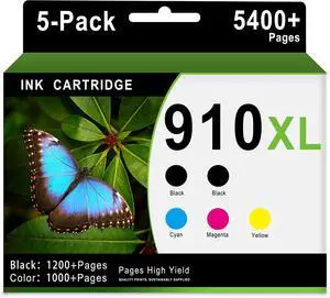 910XL High Yield Ink Cartridge 5 Pack Replacement for HP 910 XL Ink 910XL High Yield Ink Cartridge 5 Pack Replacement for HP 910 XL Ink