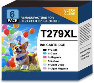 Remanufactured High Capacity 279 T279XL Ink Cartridge 6-Pack BK,C,M,Y,LC,LM Remanufactured High Capacity 279 T279XL Ink Cartridge 6-Pack BK,C,M,Y,LC,LM