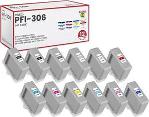 PFI-306 Pigment Ink Tank 330ml with New Chip 12-Color High Capacity PFI-306 PFI-306 Pigment Ink Tank 330ml with New Chip 12-Color High Capacity PFI-306