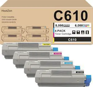 C610 Toner Cartridges for C610 C610DN C610N Printer, 4 Pack K/C/Y/M C610 Toner Cartridges for C610 C610DN C610N Printer, 4 Pack K/C/Y/M
