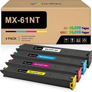 LeciRoba MX-61NT Compatible Toner Cartridges for Sharp MX61NT MX-61NTBA MX-61NTCA MX-61NTMA MX-61NTYA for Sharp MX-2651 MX-3050V MX-3070N MX-3071 MX-3570V MX-5070V Printer (B/C/Y/M, 4-Pack) LeciRoba MX-61NT Compatible Toner Cartridges for Sharp MX61NT MX-61NTBA MX-61NTCA MX-61NTMA MX-61NTYA for Sharp MX-2651 MX-3050V MX-3070N MX-3071 MX-3570V MX-5070V Printer (B/C/Y/M, 4-Pack)