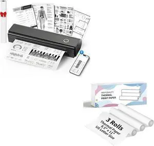 N80 Portable Printer with 3 Rolls Thermal Paper 8.5"x11" US Letter Size for School or Work, Printing Files, Picture, etc N80 Portable Printer with 3 Rolls Thermal Paper 8.5"x11" US Letter Size for School or Work, Printing Files, Picture, etc
