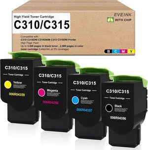 EVEINK High Capacity C310 C315 Toner Cartridge 4-Pack with New Chip EVEINK High Capacity C310 C315 Toner Cartridge 4-Pack with New Chip