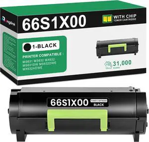 66S1X00 Black Toner Cartridge with New Chip, 1-Pack, 31,000 Pages 66S1X00 Black Toner Cartridge with New Chip, 1-Pack, 31,000 Pages