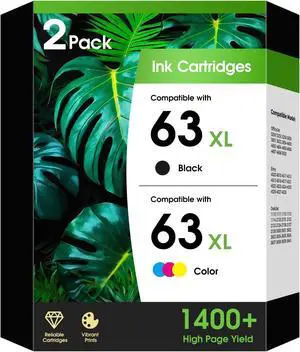 63XL Ink Cartridges Combo Pack Compatible for HP 63XL 63 XL Black and Color 63XL Ink Cartridges Combo Pack Compatible for HP 63XL 63 XL Black and Color