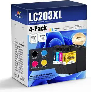 LC203XL Ink Cartridges 4 Pack High Yield Replacement for Brother LC203 XL Work with MFC-4320DW MFC-J4420DW MFC-J4620DW MFC-J460DW MFC-J480DW MFC-J485DW MFC-J5520DW MFC-J5620DW Printers (BK/C/M/Y) LC203XL Ink Cartridges 4 Pack High Yield Replacement for Brother LC203 XL Work with MFC-4320DW MFC-J4420DW MFC-J4620DW MFC-J460DW MFC-J480DW MFC-J485DW MFC-J5520DW MFC-J5620DW Printers (BK/C/M/Y)