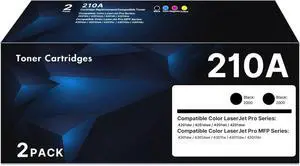 210A Toner Cartridges 2 Pack Replacement for HP 210A 210X with Chip 210A Toner Cartridges 2 Pack Replacement for HP 210A 210X with Chip
