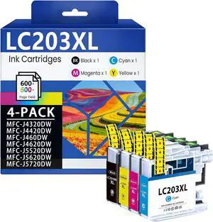 LC203XL Ink Cartridges High Yield 4-Pack BK/C/M/Y LC203XL Ink Cartridges High Yield 4-Pack BK/C/M/Y