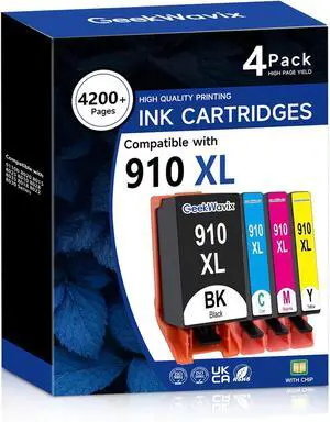 910XL Ink Cartridges Replacement for HP, High Yield Compatible Ink Cartridge Combo Pack for OfficeJet Pro 8015, 8020, 8025, 8028, 8035 Series Printers, Black Cyan Magenta Yellow, 4 Pack 910XL Ink Cartridges Replacement for HP, High Yield Compatible Ink Cartridge Combo Pack for OfficeJet Pro 8015, 8020, 8025, 8028, 8035 Series Printers, Black Cyan Magenta Yellow, 4 Pack