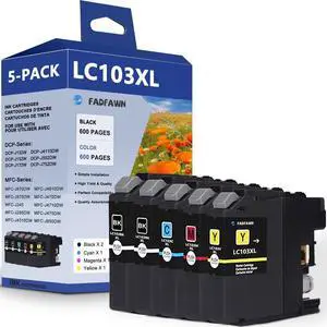 LC103XL LC103 Ink Cartridges Replacement for Brother Printer LC101 LC103 XL Ink Cartridges High Yield 5-Pack (LC103BK LC103C LC103M LC103Y) - Work with MFC-J870DW MFC-J6920DW MFC-J450DW MFC-J470DW LC103XL LC103 Ink Cartridges Replacement for Brother Printer LC101 LC103 XL Ink Cartridges High Yield 5-Pack (LC103BK LC103C LC103M LC103Y) - Work with MFC-J870DW MFC-J6920DW MFC-J450DW MFC-J470DW