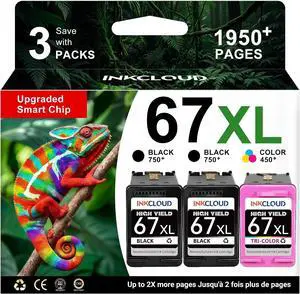 67XL Ink Cartridge 2Black/1Color Combo Pack Replacement HP Ink 67 67XL HP67 67XL Ink Cartridge 2Black/1Color Combo Pack Replacement HP Ink 67 67XL HP67