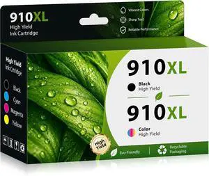 910XL Ink Cartridges 4 Pack Remanufactured for HP 910 XL 910XL Ink Cartridges Works with 8010 8015e 8015 8020 8022 8025e 8025 8028 8035 Series Printer (910xl Black Ink, High-Yield) 910XL Ink Cartridges 4 Pack Remanufactured for HP 910 XL 910XL Ink Cartridges Works with 8010 8015e 8015 8020 8022 8025e 8025 8028 8035 Series Printer (910xl Black Ink, High-Yield)