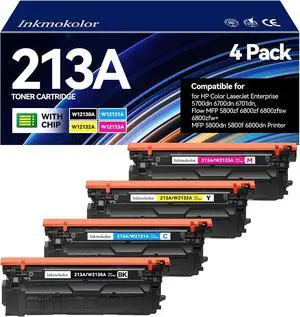 213A W2130A Toner Cartridge Compatible for HP 213A 213X W2130A W2130X for HP Color LaserJet Enterprise 5700dn 6701dn 5800dn 6801dn,Enterprise 5700 5800 6700 6701 6800 6801 Series Printers 4 Pack 213A W2130A Toner Cartridge Compatible for HP 213A 213X W2130A W2130X for HP Color LaserJet Enterprise 5700dn 6701dn 5800dn 6801dn,Enterprise 5700 5800 6700 6701 6800 6801 Series Printers 4 Pack