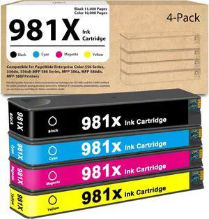 Vylent 981X 981 High Yield Ink Cartridge 4-Pack L0R12A L0R09A L0R10A L0R11A Vylent 981X 981 High Yield Ink Cartridge 4-Pack L0R12A L0R09A L0R10A L0R11A