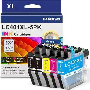 LC401 LC401XL Ink Cartridges Replacement for Brother Printer LC401XL LC 401 XL High Yield 5-Pack Set - Work for MFC-J1010DW MFC-J1012DW MFC-J1170DW MFC-J1800DW (2BK/C/M/Y) LC401 LC401XL Ink Cartridges Replacement for Brother Printer LC401XL LC 401 XL High Yield 5-Pack Set - Work for MFC-J1010DW MFC-J1012DW MFC-J1170DW MFC-J1800DW (2BK/C/M/Y)