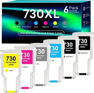 730 Ink Cartridges 300ml 6Pack Compatible with HP DesignJet T1600 T1700 T2600 Printers Replacement for HP 730 Ink Cartridges P2V68A P2V69A P2V70A P2V71A P2V72A P2V73A 730 Ink Cartridges 300ml 6Pack Compatible with HP DesignJet T1600 T1700 T2600 Printers Replacement for HP 730 Ink Cartridges P2V68A P2V69A P2V70A P2V71A P2V72A P2V73A