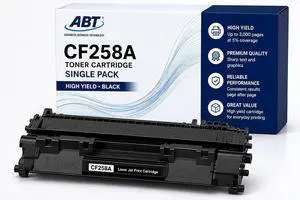 ABT Compatible CF258A Toner Cartridge Replacement for HP 58A CF258A and 58X CF258X Black Toner Cartridge with Chip Works with LJ Pro M404dn M404dw M428fdw ABT Compatible CF258A Toner Cartridge Replacement for HP 58A CF258A and 58X CF258X Black Toner Cartridge with Chip Works with LJ Pro M404dn M404dw M428fdw