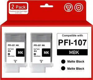 PFI-107MBK Ink Cartridge 130ml 2Pack Replacement for Canon PFI-107 Compatible with Canon ImagePROGRAF iPF670 iPF680 iPF685 iPF770 iPF780 iPF785 Printer (2Matte Black) PFI-107MBK Ink Cartridge 130ml 2Pack Replacement for Canon PFI-107 Compatible with Canon ImagePROGRAF iPF670 iPF680 iPF685 iPF770 iPF780 iPF785 Printer (2Matte Black)
