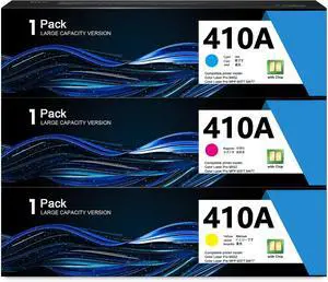 410A Toner Cartridge 3 Pack (with Chip) Replacement for HP 410A Toner CF411A CF412A CF413A Cartridge Works with Color Laser Pro M452dn M452dw M452nw MFP M377dw M477fdn M477fdw M477fnw Printer(C/M/Y) 410A Toner Cartridge 3 Pack (with Chip) Replacement for HP 410A Toner CF411A CF412A CF413A Cartridge Works with Color Laser Pro M452dn M452dw M452nw MFP M377dw M477fdn M477fdw M477fnw Printer(C/M/Y)
