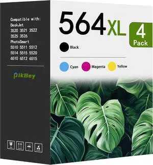 564XL High Yield Ink Cartridges (4-Pack, 1Black/1Cyan/1Magenta/1Yellow) Replacement for HP 564 564XL Ink for PhotoSmart 7520 7525 5520 6520 6510 C309G DeskJet 3520 3522 Printer 564XL High Yield Ink Cartridges (4-Pack, 1Black/1Cyan/1Magenta/1Yellow) Replacement for HP 564 564XL Ink for PhotoSmart 7520 7525 5520 6520 6510 C309G DeskJet 3520 3522 Printer