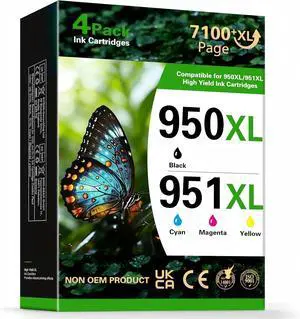 950XL 951XL Ink Cartridges Combo Pack Compatible for HP OfficeJet Pro 8600 8610 8615 8620 8100 8630 8660 8640 276DW 251DW (BK/C/M/Y) 950XL 951XL Ink Cartridges Combo Pack Compatible for HP OfficeJet Pro 8600 8610 8615 8620 8100 8630 8660 8640 276DW 251DW (BK/C/M/Y)