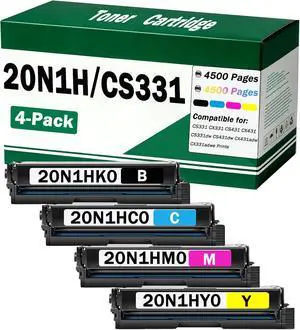 20N1H CS331 CX331 Toner Cartridge 20N1HK0 20N1HC0 20N1HM0 20N1HY0 High Yield Compatible for Lexmark CS331 CX331 CS431 CX431 CS331dw CS431dw CX431adw CX331adwe Printer (4 Pack 4500 Pages) 20N1H CS331 CX331 Toner Cartridge 20N1HK0 20N1HC0 20N1HM0 20N1HY0 High Yield Compatible for Lexmark CS331 CX331 CS431 CX431 CS331dw CS431dw CX431adw CX331adwe Printer (4 Pack 4500 Pages)