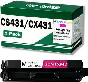 CS431 CX431 Toner Cartridge Extra High Yield 20N1XM0 Compatible for Lexmark CS431 CX431 CS431dw CX431adw6700 Pages 1 Magenta CS431 CX431 Toner Cartridge Extra High Yield 20N1XM0 Compatible for Lexmark CS431 CX431 CS431dw CX431adw6700 Pages 1 Magenta