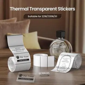 CLABEL Transparent Label Printer, 221B Bluetooth Thermal Label Maker Bundle with 50x30mm Clear Black Mark Labels (3 Rolls) Waterproof & Inkless for Handmade Soap, Etsy Crafts, Glass Jars, Lab Vials CLABEL Transparent Label Printer, 221B Bluetooth Thermal Label Maker Bundle with 50x30mm Clear Black Mark Labels (3 Rolls) Waterproof & Inkless for Handmade Soap, Etsy Crafts, Glass Jars, Lab Vials