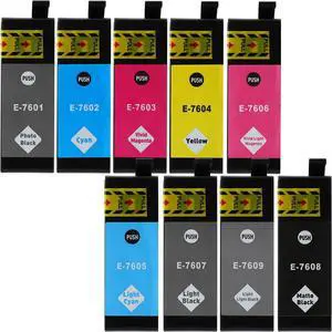 Remanufactured T760 Ink Cartridges - Compatible with P600 - SC-P600,Wide Format Printer Inkjet Printer (T7601-T7609) - 9 Pack Remanufactured T760 Ink Cartridges - Compatible with P600 - SC-P600,Wide Format Printer Inkjet Printer (T7601-T7609) - 9 Pack