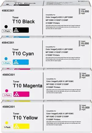 Vylent T10 Toner Cartridge for Color imageCLASS X LBP1538C Printer 4-Pack Vylent T10 Toner Cartridge for Color imageCLASS X LBP1538C Printer 4-Pack