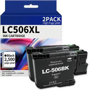 Twin Pack LC506XL Ink Cartridge Replacement for LC506 Ink Cartridge Compatible for Brother MFC-J4355DW MFC-J4555DW MFC-J4557DW Printer, High Yield 2,500 Pages Black-2 Pack (Package May Vary) Twin Pack LC506XL Ink Cartridge Replacement for LC506 Ink Cartridge Compatible for Brother MFC-J4355DW MFC-J4555DW MFC-J4557DW Printer, High Yield 2,500 Pages Black-2 Pack (Package May Vary)