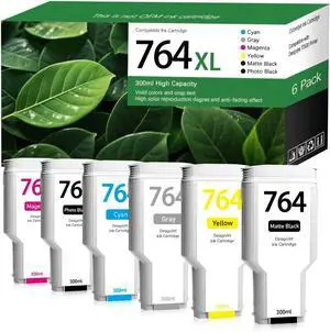 764 Ink Cartridge Replacement for HP 764 Designjet Ink Cartridge (C1Q13A C1Q14A C1Q15A C1Q16A C1Q17A C1Q18A) Compatible with HP DesignJet T3500 Printer (6-Pack, 300ML, MK/PK/C/M/Y/G) 764 Ink Cartridge Replacement for HP 764 Designjet Ink Cartridge (C1Q13A C1Q14A C1Q15A C1Q16A C1Q17A C1Q18A) Compatible with HP DesignJet T3500 Printer (6-Pack, 300ML, MK/PK/C/M/Y/G)