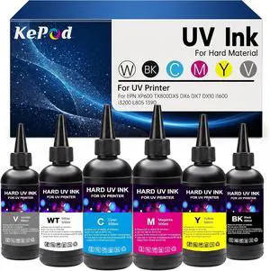 UV Ink for Hard Materials 250ML for EPN XP600 TX800 DX5 DX6 DX7 DX10 i1600 i3200 L805 1390 printhead Compatible for Plastic,Glass,Wood etc Black, Cyan, Yellow, Magenta, White, Varnish UV Ink for Hard Materials 250ML for EPN XP600 TX800 DX5 DX6 DX7 DX10 i1600 i3200 L805 1390 printhead Compatible for Plastic,Glass,Wood etc Black, Cyan, Yellow, Magenta, White, Varnish