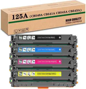 Compatible CB540A CB541A CB542A CB543A 125A High-Capacity Toner Cartridge, Works for HP CM1312 CM1312nfi CP1210 CP1215 CP1510 CP1515n CP1518 CP1518ni Printers 4color Compatible CB540A CB541A CB542A CB543A 125A High-Capacity Toner Cartridge, Works for HP CM1312 CM1312nfi CP1210 CP1215 CP1510 CP1515n CP1518 CP1518ni Printers 4color
