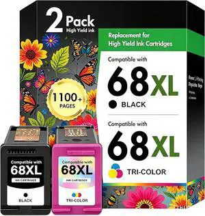 68XL 68 Ink Cartridges Black Color Combo Pack Replacement for HP HP+ Ink Cartridges Combo Pack for HP+ Ink 68 Fit for Envy 6155e 6555e 6100e 6165e 6500e 6152e 6552e 6558e Printer (1Black, 1Tri-Color) 68XL 68 Ink Cartridges Black Color Combo Pack Replacement for HP HP+ Ink Cartridges Combo Pack for HP+ Ink 68 Fit for Envy 6155e 6555e 6100e 6165e 6500e 6152e 6552e 6558e Printer (1Black, 1Tri-Color)