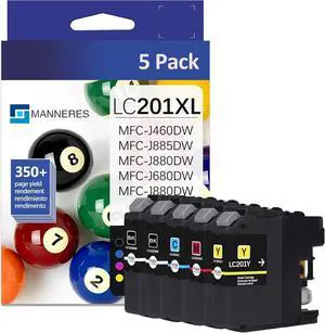 LC201XL High Yield Ink Cartridges (2BK/1C/1M/1Y, 5 Pack) Compatible for Brother LC201 LC201BK LC203 XL Ink Cartridge Work with MFC-J480DW MFC-J485DW MFC-J880DW MFC-J4420DW MFC-J680DW Printer LC201XL High Yield Ink Cartridges (2BK/1C/1M/1Y, 5 Pack) Compatible for Brother LC201 LC201BK LC203 XL Ink Cartridge Work with MFC-J480DW MFC-J485DW MFC-J880DW MFC-J4420DW MFC-J680DW Printer