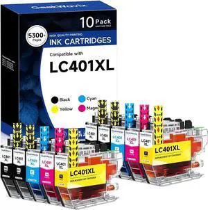 LC401XL Ink Cartridges Replacement for Brother, High Yield Compatible Ink Cartridge Value Pack for MFC-J1012DW MFC-J1170DW MFC-J1800DW Printers, 4 Black 2 Cyan 2 Magenta 2 Yellow, 10 Pack LC401XL Ink Cartridges Replacement for Brother, High Yield Compatible Ink Cartridge Value Pack for MFC-J1012DW MFC-J1170DW MFC-J1800DW Printers, 4 Black 2 Cyan 2 Magenta 2 Yellow, 10 Pack