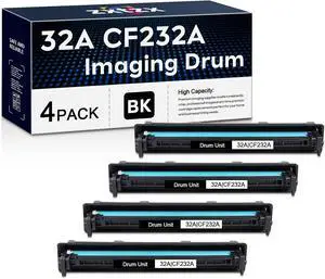32A CF232A Black Drum Unit 4 Pack Replacement for HP 32A Imaging Drum Compatible with Laser Pro M203dn M203dw M206 Series; Laser Pro MFP M227fdn M227sdn M227fdw M230 Series Printers (Not Toner) 32A CF232A Black Drum Unit 4 Pack Replacement for HP 32A Imaging Drum Compatible with Laser Pro M203dn M203dw M206 Series; Laser Pro MFP M227fdn M227sdn M227fdw M230 Series Printers (Not Toner)
