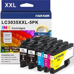 LC3035XXL LC3035 BK/C/M/Y Ink Cartridges Super High Yield (5-Pack) - Replacement for Brother LC3033 LC3035 Ink Cartridges Work with MFC-J995DW MFC-J815DW MFC-J805DW MFC-J995DW XL MFC-J805DW XL Printer LC3035XXL LC3035 BK/C/M/Y Ink Cartridges Super High Yield (5-Pack) - Replacement for Brother LC3033 LC3035 Ink Cartridges Work with MFC-J995DW MFC-J815DW MFC-J805DW MFC-J995DW XL MFC-J805DW XL Printer