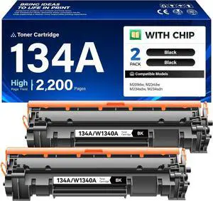 134A Black Toner Cartridge 2-Pack with chip Compatible Replacement for HP 134A 134X W1340A W1340X Toner Works with HP LaserJet MFP M234dw M234sdw M209dw Laser Printer M234dwe M234sdwe M234sdne M209dwe 134A Black Toner Cartridge 2-Pack with chip Compatible Replacement for HP 134A 134X W1340A W1340X Toner Works with HP LaserJet MFP M234dw M234sdw M209dw Laser Printer M234dwe M234sdwe M234sdne M209dwe
