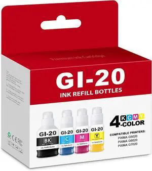 GI-20 Black and Color Ink Refill Bottles 4-Pack G5020 G7020 G6020 Ink GI-20 Black and Color Ink Refill Bottles 4-Pack G5020 G7020 G6020 Ink