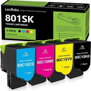 LeciRoba Compatible for Lexmark 801S 801SK 80C1SK0 80C1SC0 80C1SM0 80C1SY0 Toner Cartridge CX310 CX310n CX310dn CX410 CX410de CX410dte CX410e CX510 CX510de CX510dthe CX510dhe Printer (4-Pack) LeciRoba Compatible for Lexmark 801S 801SK 80C1SK0 80C1SC0 80C1SM0 80C1SY0 Toner Cartridge CX310 CX310n CX310dn CX410 CX410de CX410dte CX410e CX510 CX510de CX510dthe CX510dhe Printer (4-Pack)