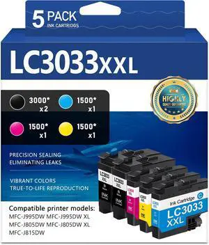 LC3033XXL Ink Cartridges Super High Yield Replacement for Brother LC3033XXL LC3033 XXL LC3033 Ink Cartridge Compatible with MFC-J995DW MFC-J805DW MFC-J815DW Printers (2BK/1C/1M/1Y) LC3033XXL Ink Cartridges Super High Yield Replacement for Brother LC3033XXL LC3033 XXL LC3033 Ink Cartridge Compatible with MFC-J995DW MFC-J805DW MFC-J815DW Printers (2BK/1C/1M/1Y)