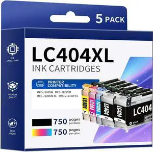 LC404XL Ink Cartridges with High-Yield Replacement Latest Upgrade Work For Brother LC404 Work for MFC-J1205W MFC-J1215W MFC-J1205W XL MFC-J1215W XL Printers (5 Pack Black Cyan Magenta Yellow) LC404XL Ink Cartridges with High-Yield Replacement Latest Upgrade Work For Brother LC404 Work for MFC-J1205W MFC-J1215W MFC-J1205W XL MFC-J1215W XL Printers (5 Pack Black Cyan Magenta Yellow)
