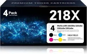 218X Toner Cartridges 4 Pack Compatible for HP 3301fdw 3201dw 218X Toner Cartridges 4 Pack Compatible for HP 3301fdw 3201dw
