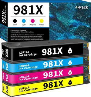 981X Ink Cartridges High Yield 4-Pack Replacement for HP 981 981A 981X Ink 981X Ink Cartridges High Yield 4-Pack Replacement for HP 981 981A 981X Ink