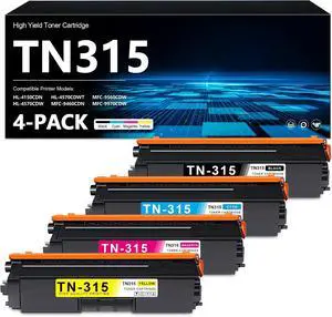 TN315 Toner Cartridge High Yield 4-Pack TN-315 BK/C/M/Y Toner HL-4570CDW TN315 Toner Cartridge High Yield 4-Pack TN-315 BK/C/M/Y Toner HL-4570CDW